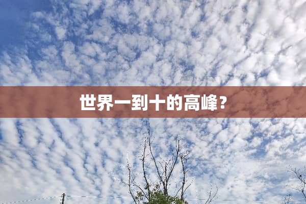 世界一到十的高峰？