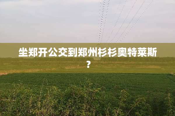 坐郑开公交到郑州杉杉奥特莱斯？