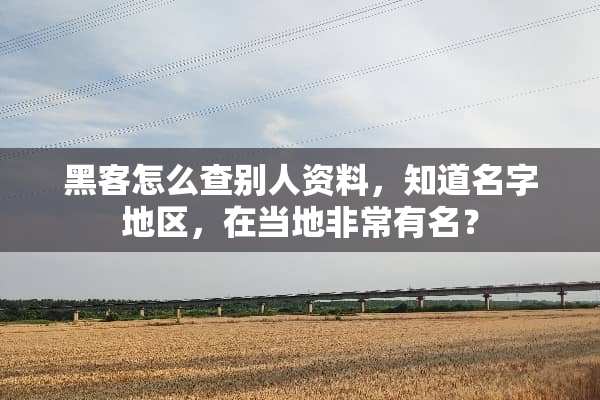 黑客怎么查别人资料，知道名字地区，在当地非常有名？