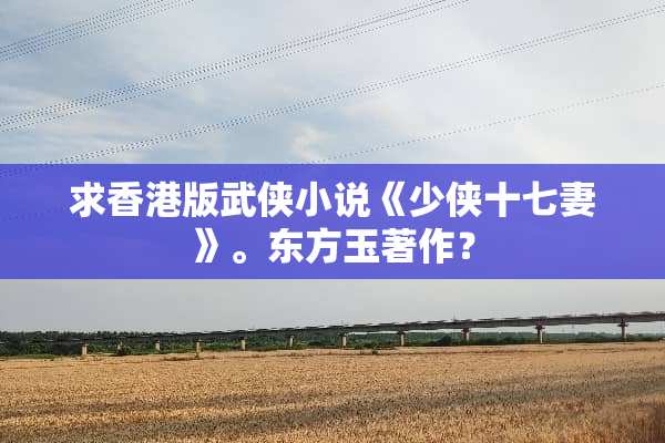 求香港版武侠小说《少侠十七妻》。东方玉著作？