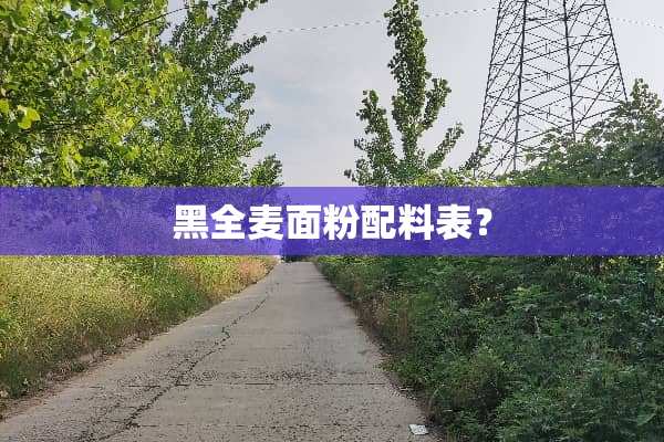 黑全麦面粉配料表？