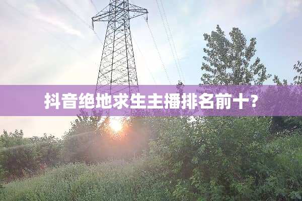 抖音绝地求生主播排名前十？