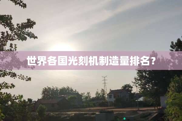 世界各国光刻机制造量排名？