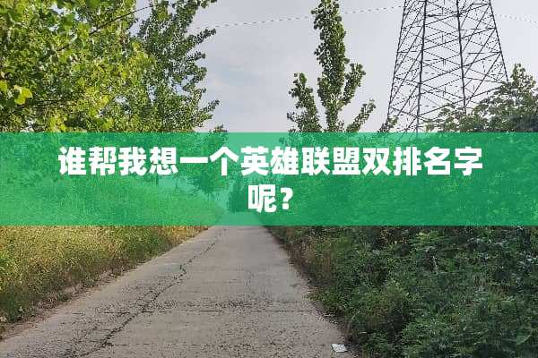 谁帮我想一个英雄联盟双排名字呢？