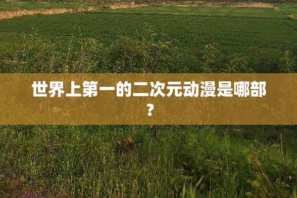 世界上第一的二次元动漫是哪部？