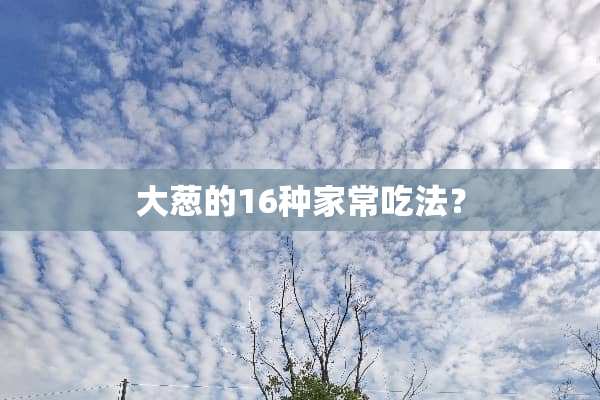 大葱的16种家常吃法？