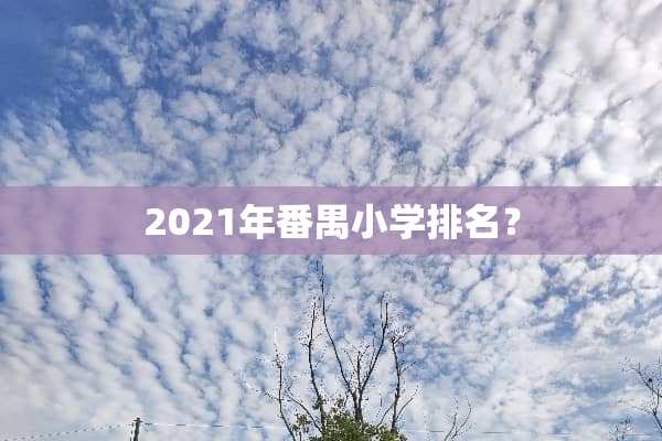 2021年番禺小学排名？