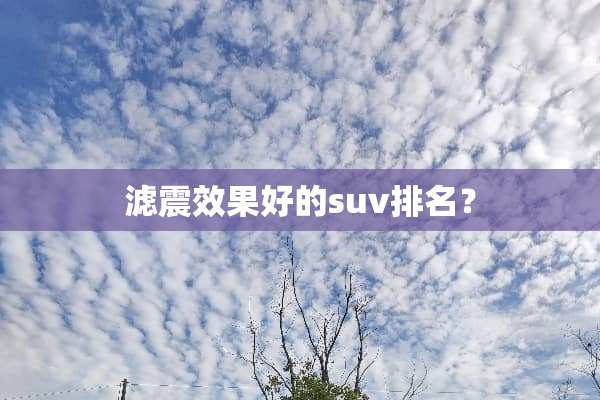 滤震效果好的suv排名？