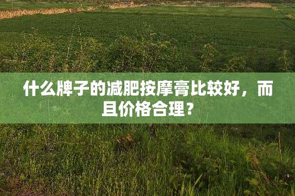 什么牌子的减肥按摩膏比较好，而且价格合理？