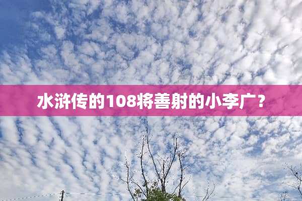 水浒传的108将善射的小李广？