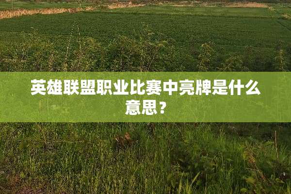 英雄联盟职业比赛中亮牌是什么意思？