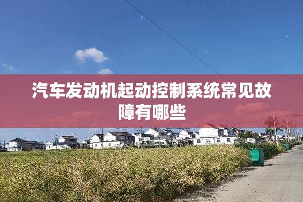 汽车发动机起动控制系统常见故障有哪些