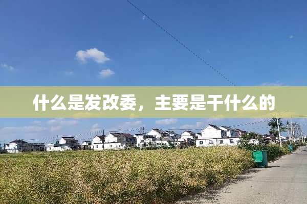 什么是发改委，主要是干什么的