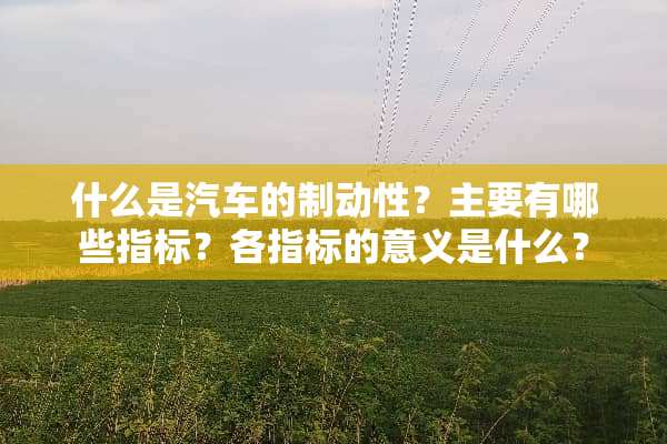 什么是汽车的制动性？主要有哪些指标？各指标的意义是什么？