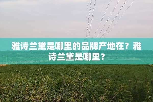 雅诗兰黛是哪里的品牌产地在？雅诗兰黛是哪里？