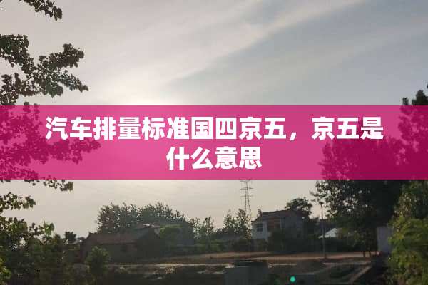 汽车排量标准国四京五，京五是什么意思