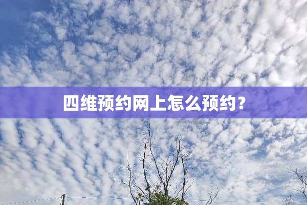 四维预约网上怎么预约？