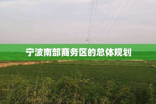 宁波南部商务区的总体规划