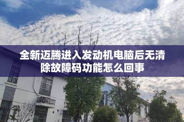 全新迈腾进入发动机电脑后无清除故障码功能怎么回事