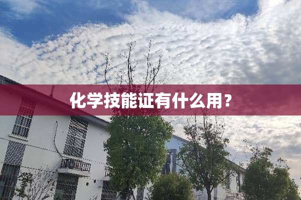 化学技能证有什么用？