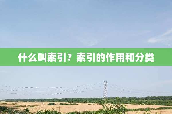 什么叫索引？索引的作用和分类