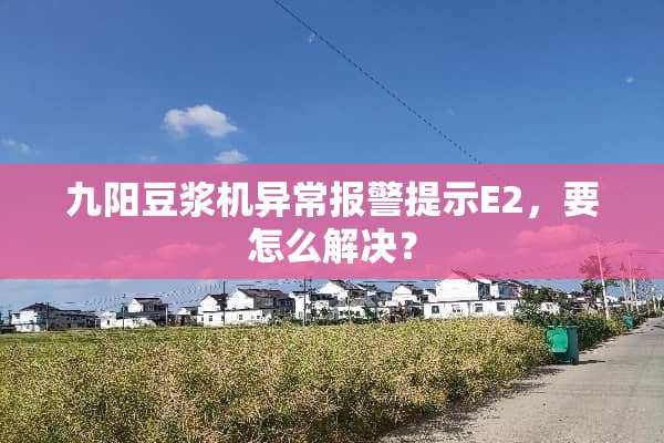 九阳豆浆机异常报警提示E2，要怎么解决？