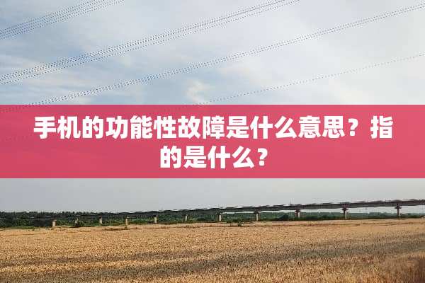 手机的功能性故障是什么意思？指的是什么？