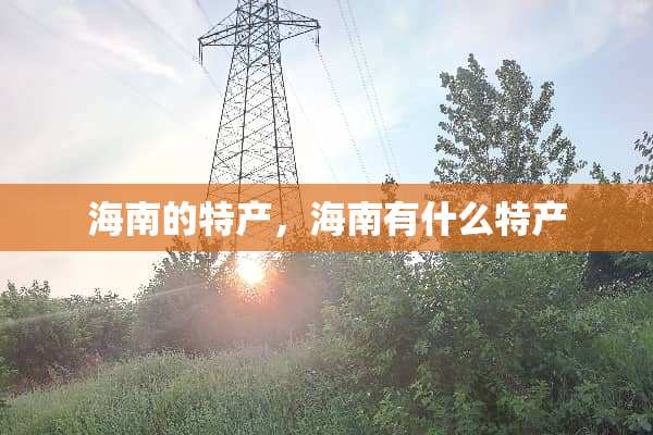 海南的特产，海南有什么特产