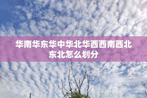 华南华东华中华北华西西南西北东北怎么划分