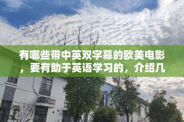 有哪些带中英双字幕的欧美电影，要有助于英语学习的，介绍几部，谢谢！越多越好？