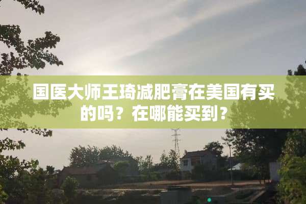 国医大师王琦减肥膏在美国有买的吗？在哪能买到？