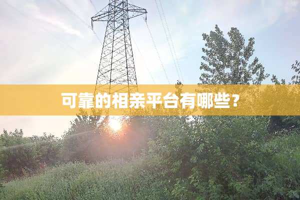 可靠的相亲平台有哪些？
