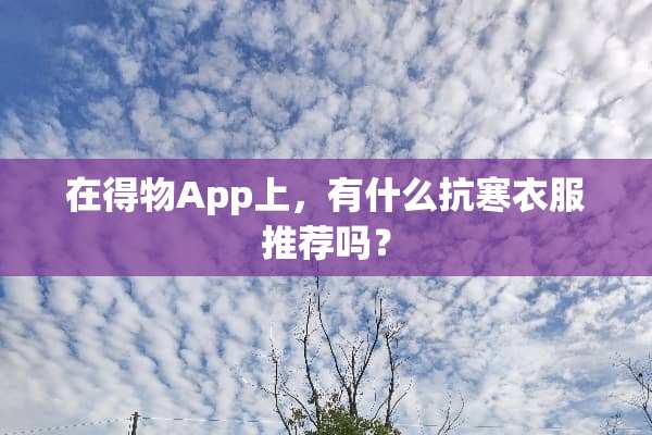 在得物App上，有什么抗寒衣服推荐吗？