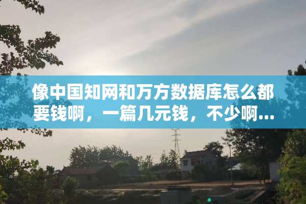 像中国知网和万方数据库怎么都要钱啊，一篇几元钱，不少啊...