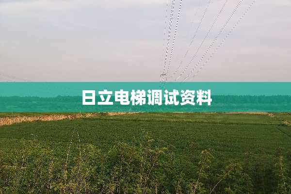 日立电梯调试资料