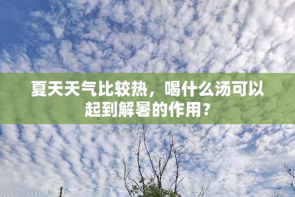 夏天天气比较热，喝什么汤可以起到解暑的作用？
