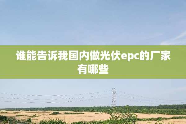 谁能告诉我国内做光伏epc的厂家有哪些