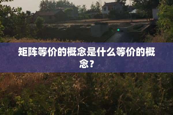 矩阵等价的概念是什么等价的概念？
