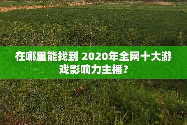 在哪里能找到 2020年全网十大游戏影响力主播？