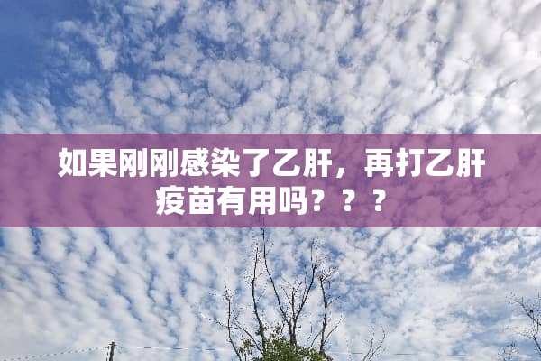 如果刚刚感染了乙肝，再打乙肝**有用吗？？？