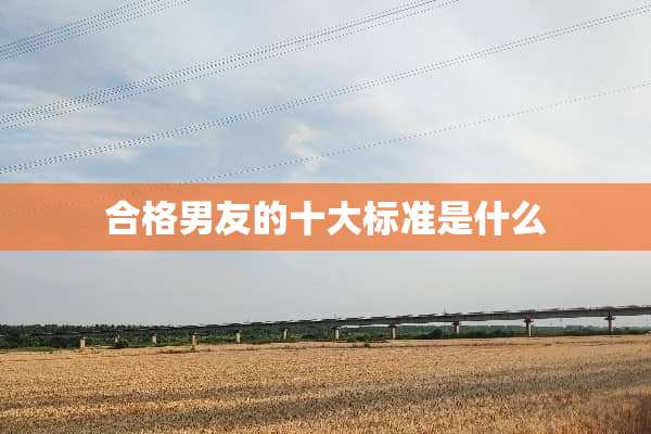 合格男友的十大标准是什么