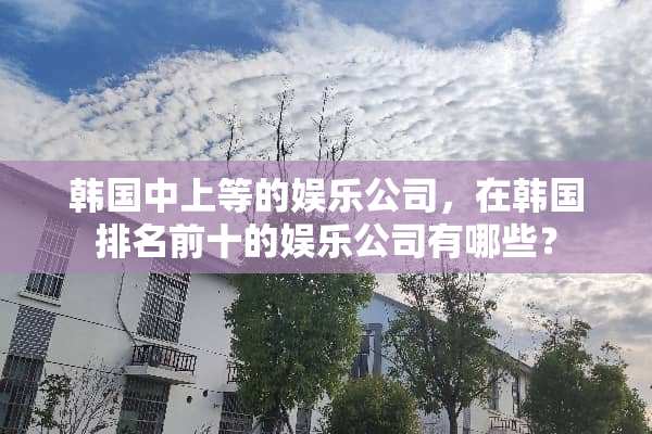 韩国中上等的娱乐公司，在韩国排名前十的娱乐公司有哪些？
