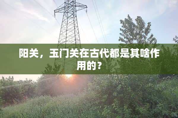 阳关，玉门关在古代都是其啥作用的？