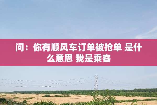 问：你有顺风车订单被抢单 是什么意思 我是乘客
