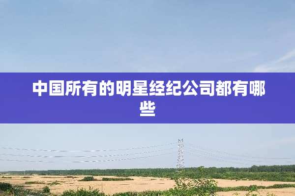 中国所有的明星经纪公司都有哪些