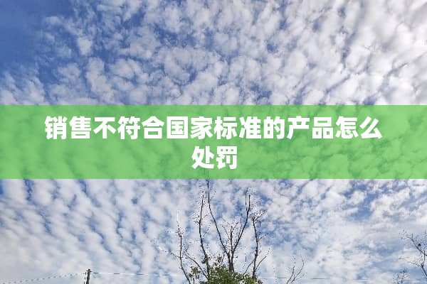 销售不符合国家标准的产品怎么处罚