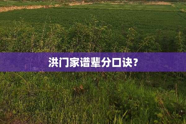 洪门家谱辈分口诀？