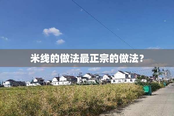 米线的做法最正宗的做法？