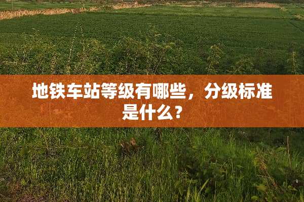 地铁车站等级有哪些，分级标准是什么？