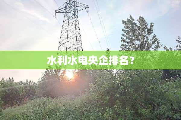 水利水电央企排名？